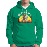 Cowboy Santa Claus Riding A Horse Ho Ho Hi Hi Hoodie - Wonder Print Shop