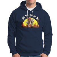 Cowboy Santa Claus Riding A Horse Ho Ho Hi Hi Hoodie - Wonder Print Shop