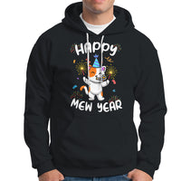 Happy Mew Year Funny Cat New Years Eve Party Firework Hoodie - Wonder Print Shop