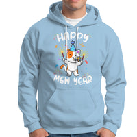 Happy Mew Year Funny Cat New Years Eve Party Firework Hoodie - Wonder Print Shop