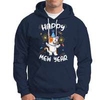 Happy Mew Year Funny Cat New Years Eve Party Firework Hoodie - Wonder Print Shop