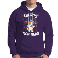 Happy Mew Year Funny Cat New Years Eve Party Firework Hoodie - Wonder Print Shop