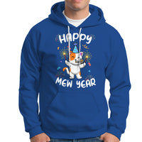 Happy Mew Year Funny Cat New Years Eve Party Firework Hoodie - Wonder Print Shop