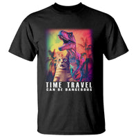 Selfie Cat Time Travel Can Be Dangerous Dinosaur Funny T Shirt - Wonder Print Shop