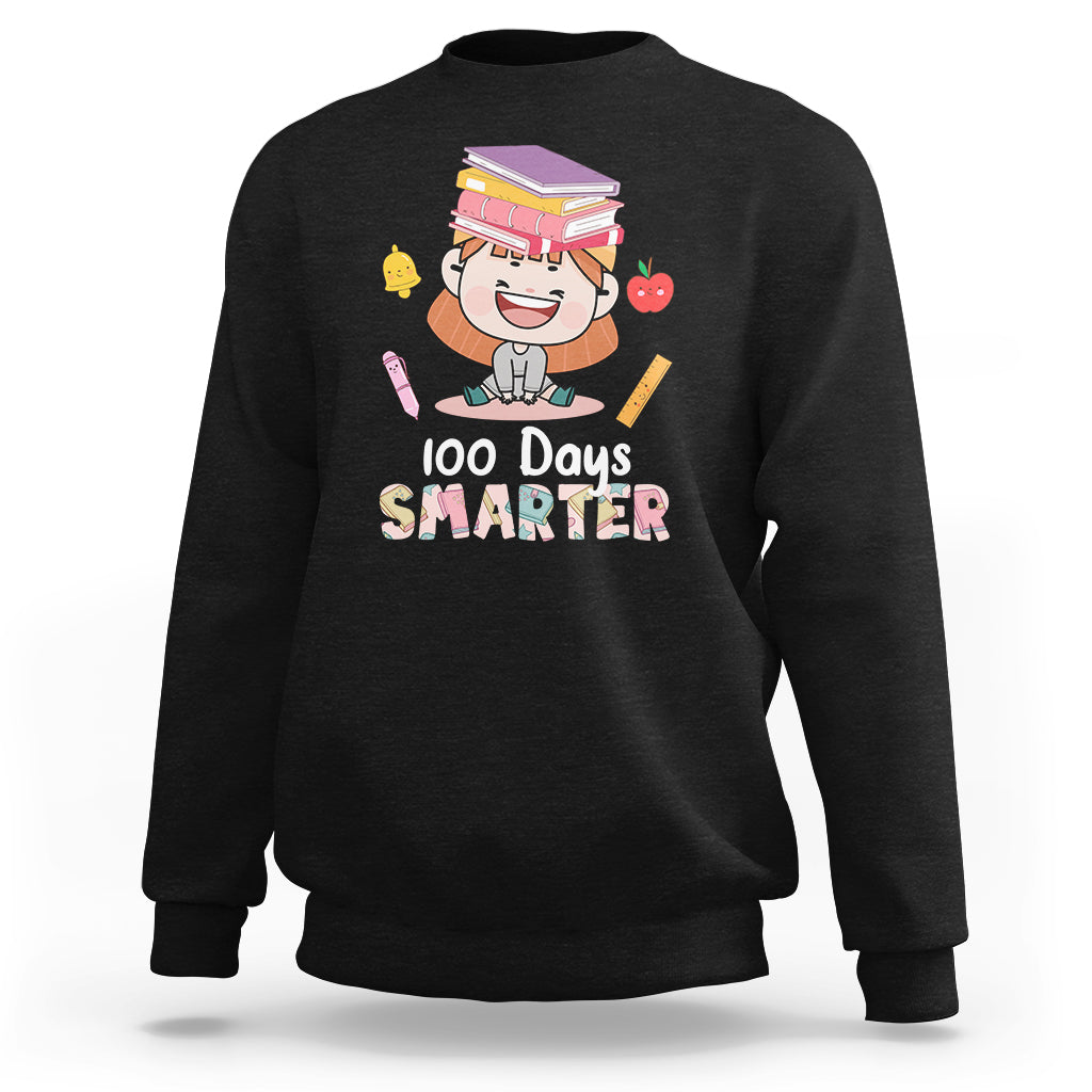 100th Day Of School Smarter Cutte Girl Love Book Sweatshirt - Wonder Print Shop