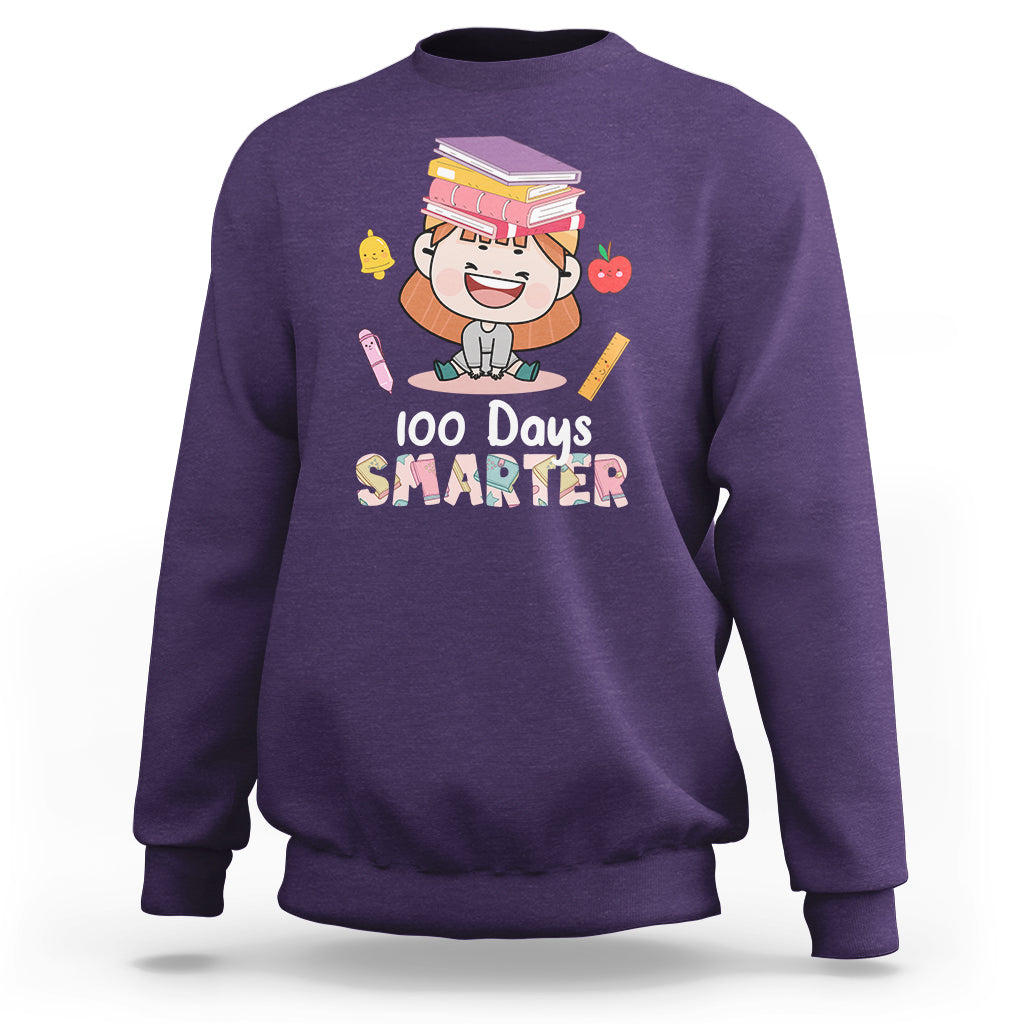 100th Day Of School Smarter Cutte Girl Love Book Sweatshirt - Wonder Print Shop