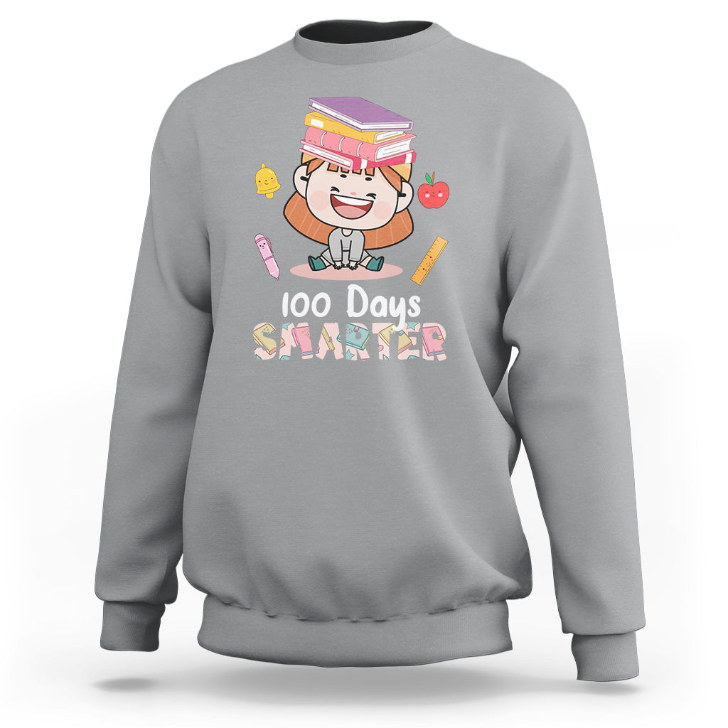 100th Day Of School Smarter Cutte Girl Love Book Sweatshirt - Wonder Print Shop