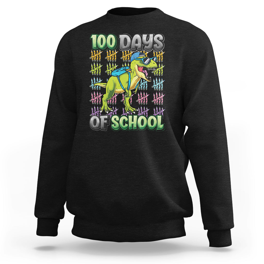 100th Day Of School Smarter Cool Dinosaur Boy Sweatshirt - Wonder Print Shop