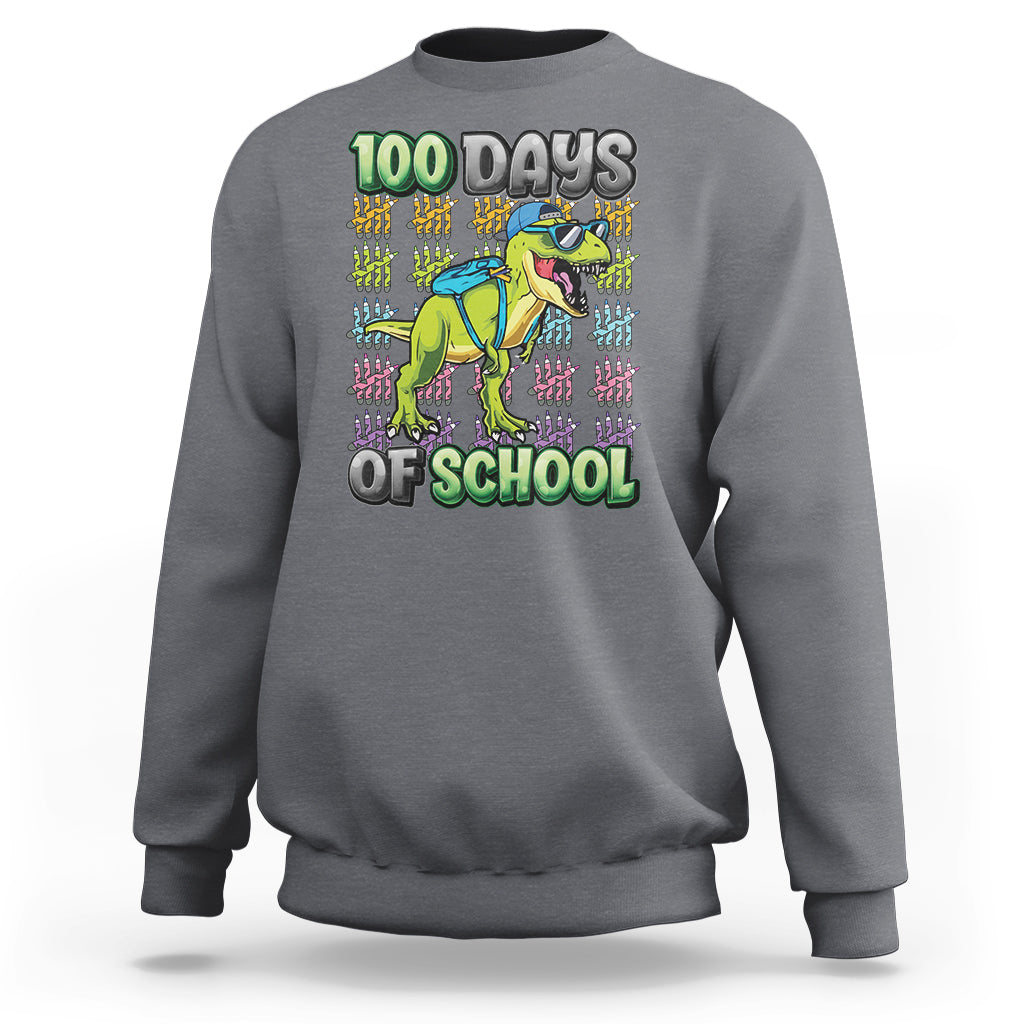 100th Day Of School Smarter Cool Dinosaur Boy Sweatshirt - Wonder Print Shop