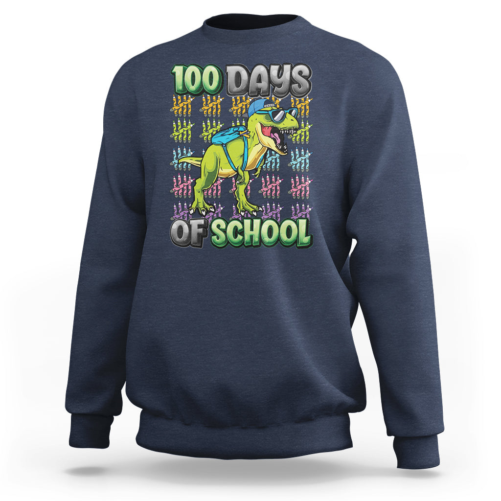100th Day Of School Smarter Cool Dinosaur Boy Sweatshirt - Wonder Print Shop