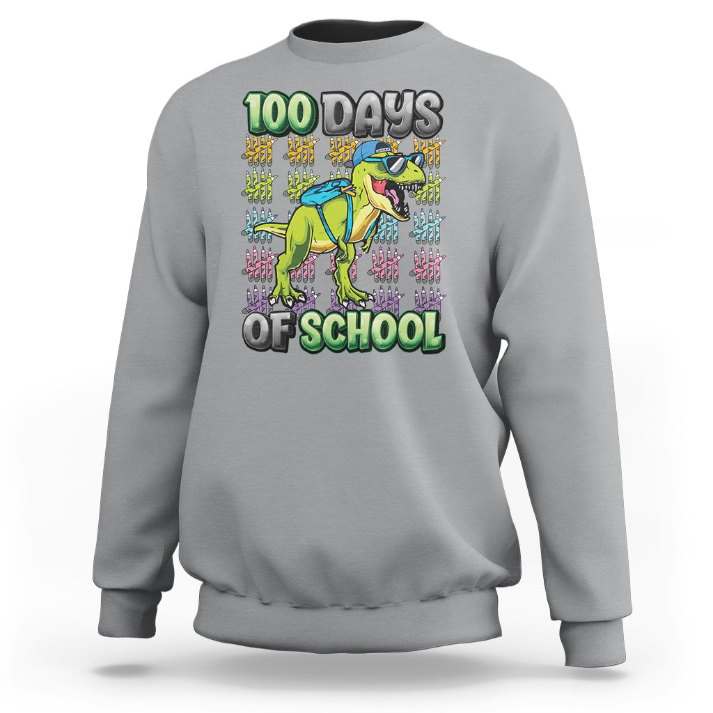 100th Day Of School Smarter Cool Dinosaur Boy Sweatshirt - Wonder Print Shop