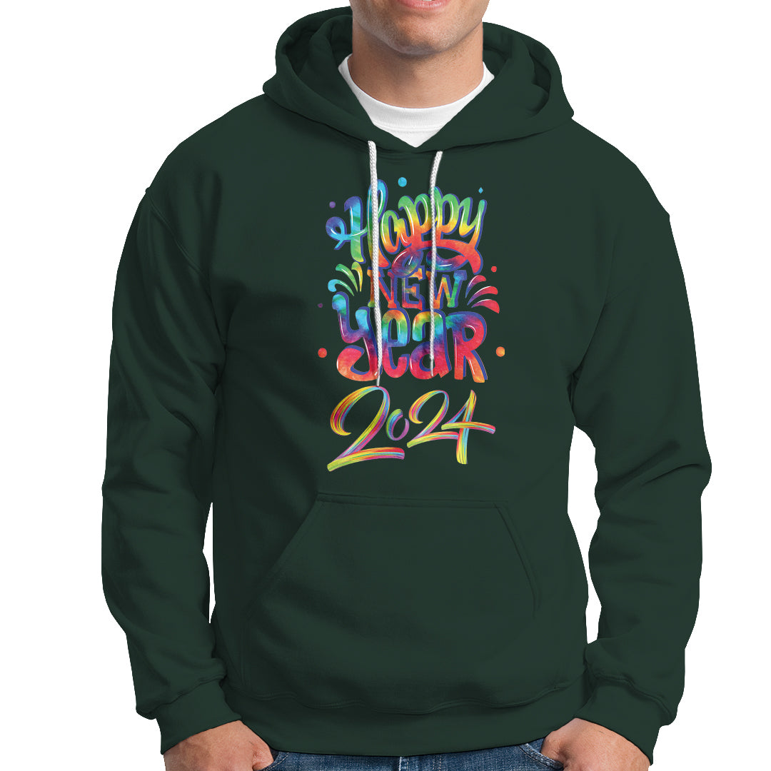 Happy New Year 2024 Tie Dye Lucky Years Hoodie - Wonder Print Shop