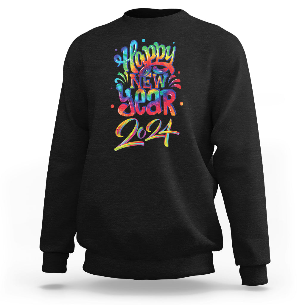 Happy New Year 2024 Tie Dye Lucky Years Sweatshirt - Wonder Print Shop