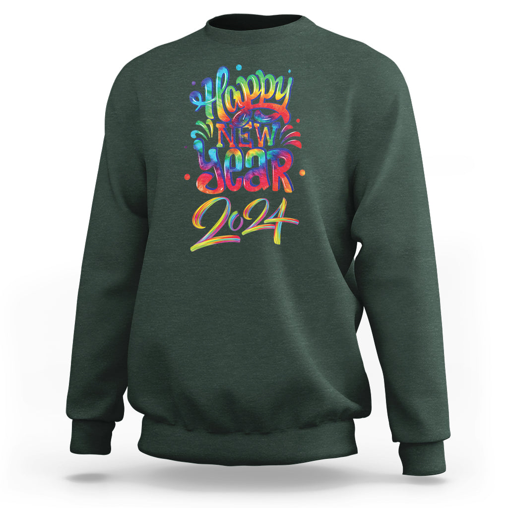 Happy New Year 2024 Tie Dye Lucky Years Sweatshirt - Wonder Print Shop