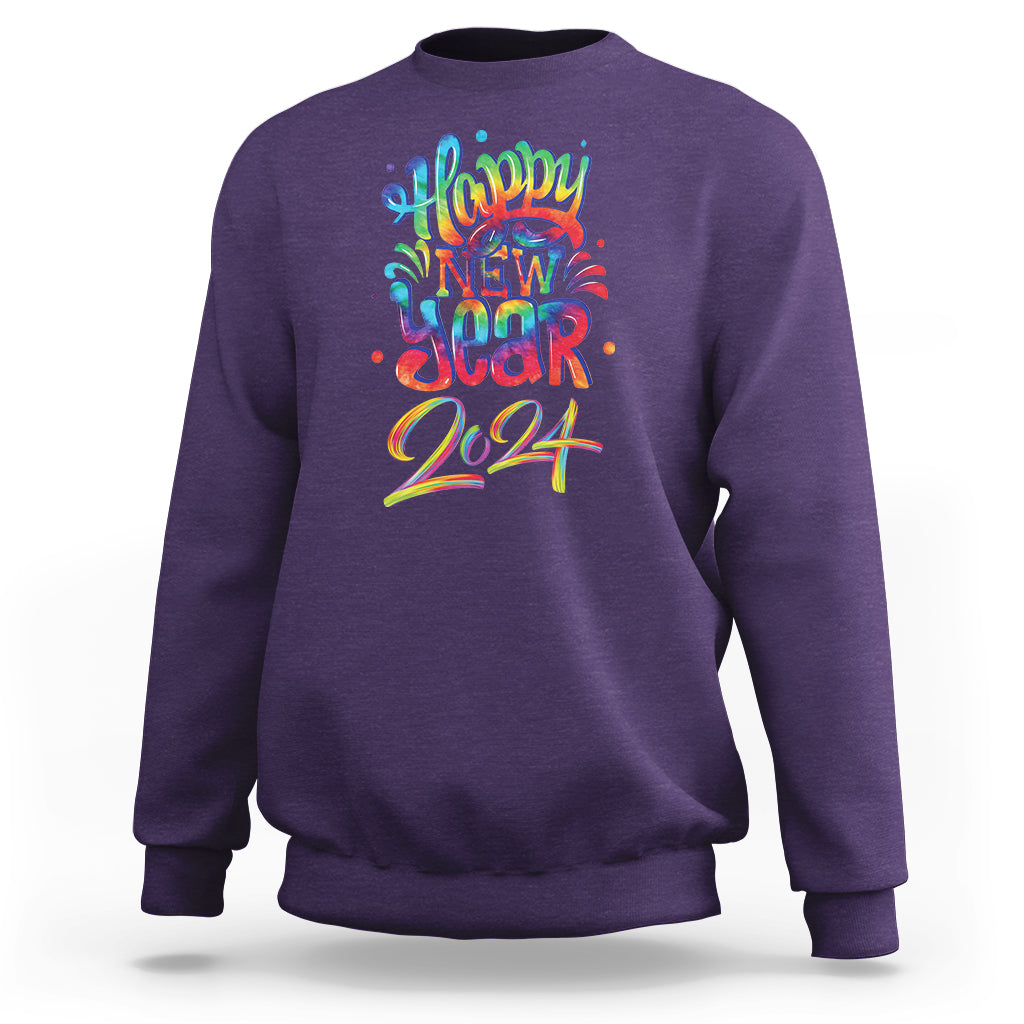 Happy New Year 2024 Tie Dye Lucky Years Sweatshirt - Wonder Print Shop
