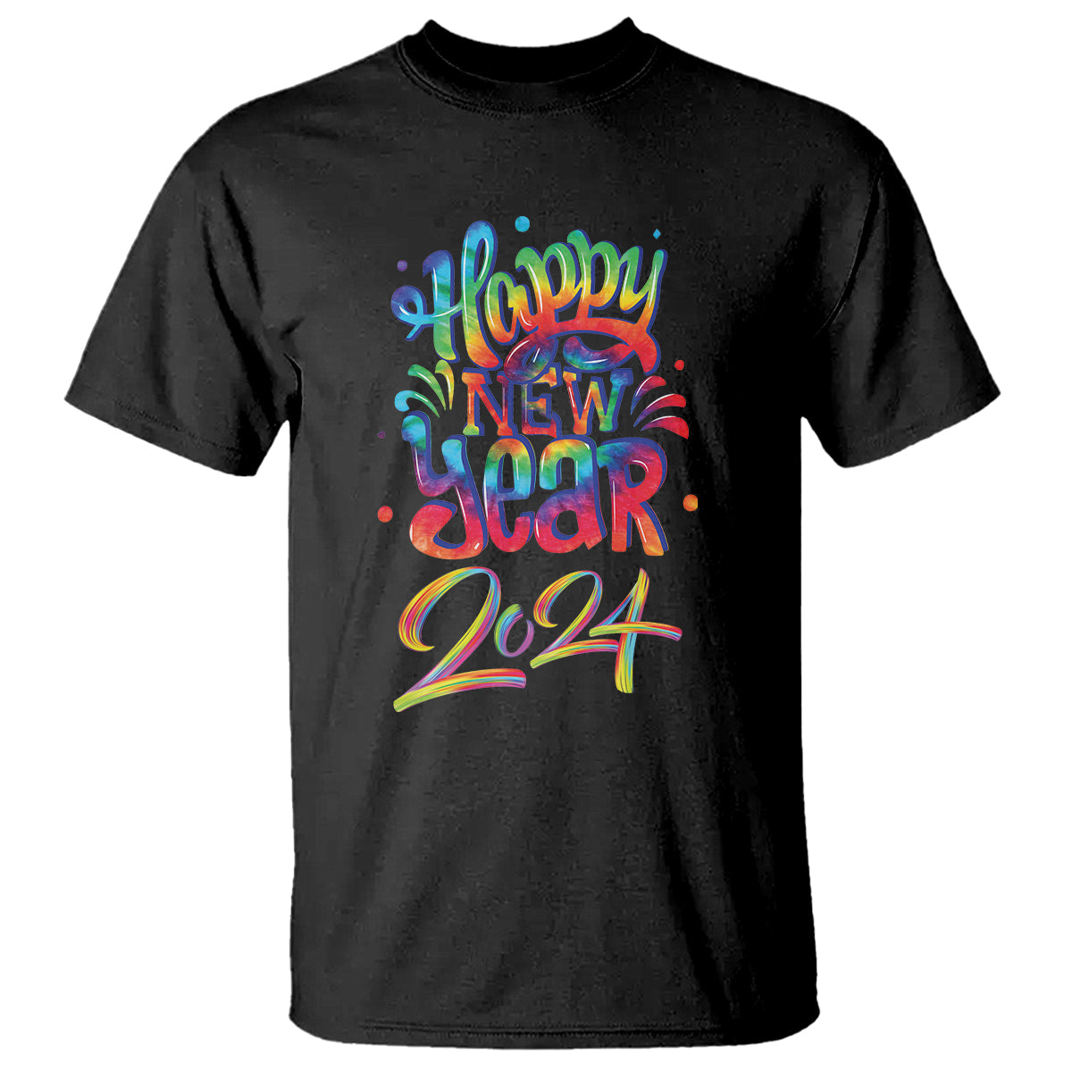 Happy New Year 2024 Tie Dye Lucky Years T Shirt - Wonder Print Shop