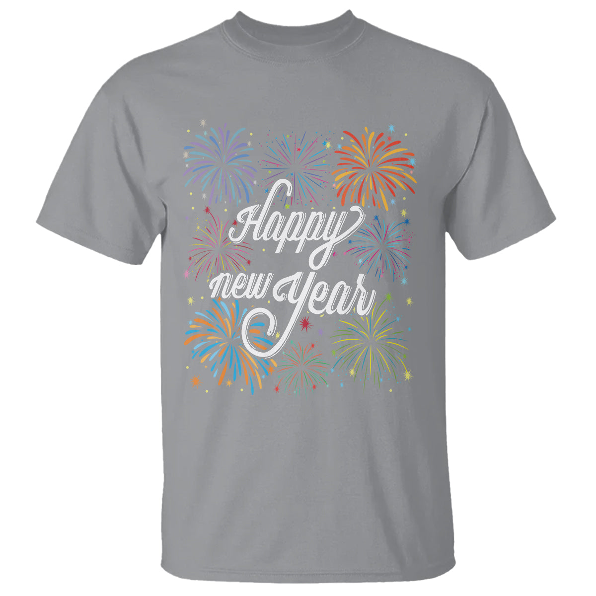 Happy New Year Colorful Firework Lucky Years T Shirt - Wonder Print Shop