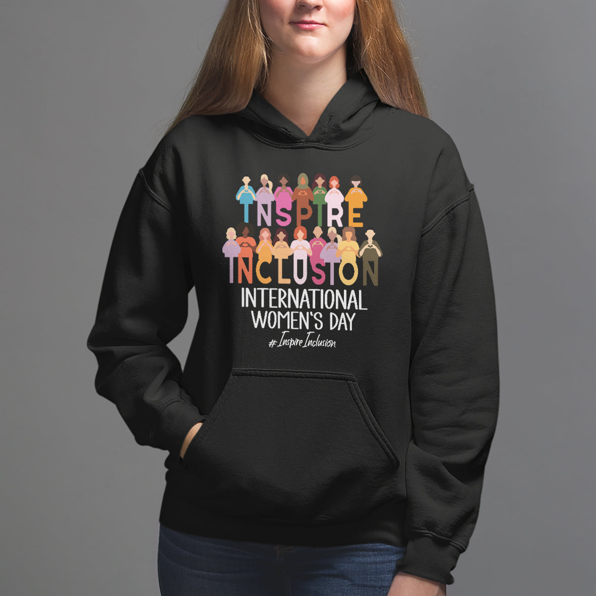 International Women's Day Hoodie Happy IWD 8 March Inspire Inclusion 2024 - Wonder Print Shop