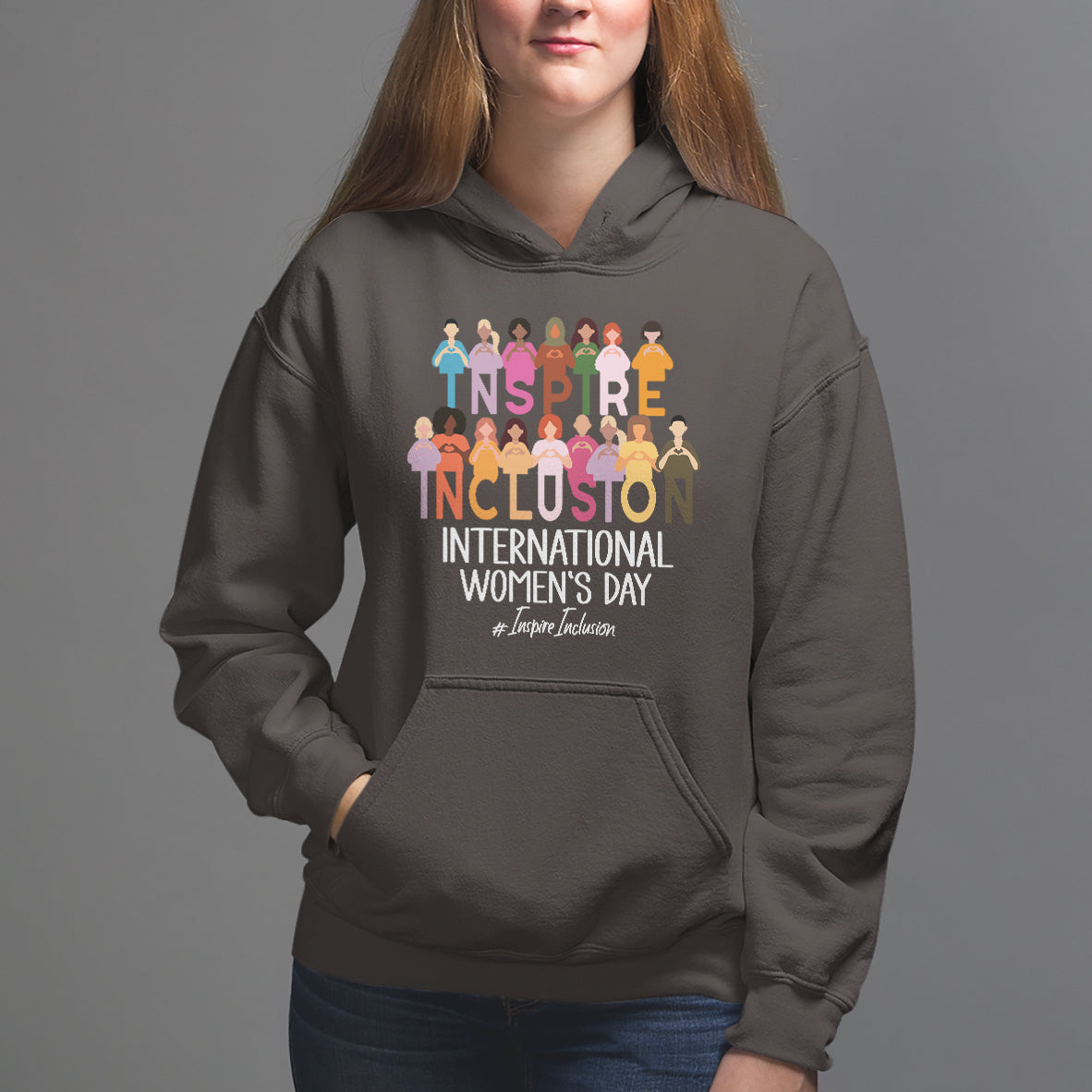 International Women's Day Hoodie Happy IWD 8 March Inspire Inclusion 2024 - Wonder Print Shop