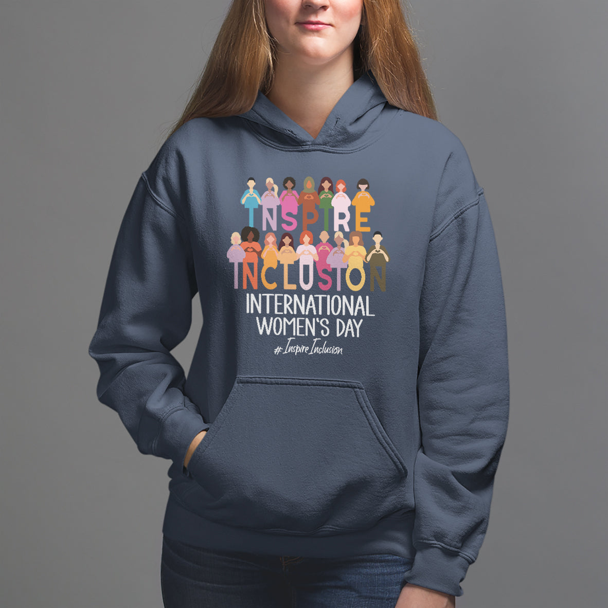 International Women's Day Hoodie Happy IWD 8 March Inspire Inclusion 2024 - Wonder Print Shop