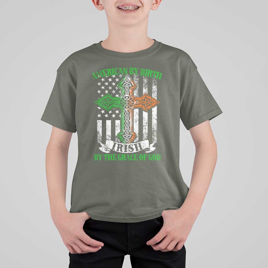 American By Birth Irish By The Grace Of God T Shirt For Kid