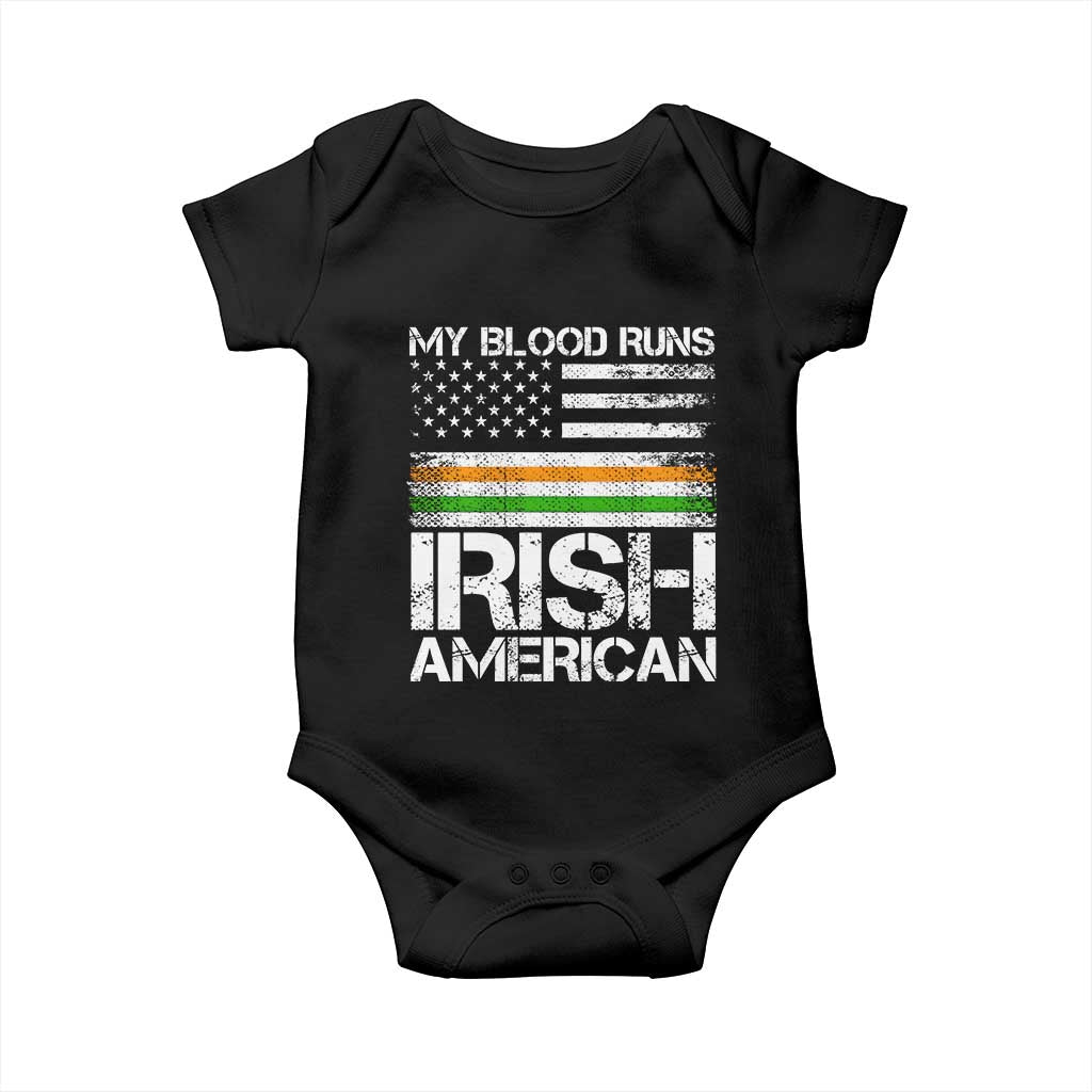 Irish American Pride Baby Onesie My Blood Runs Ireland America Flag