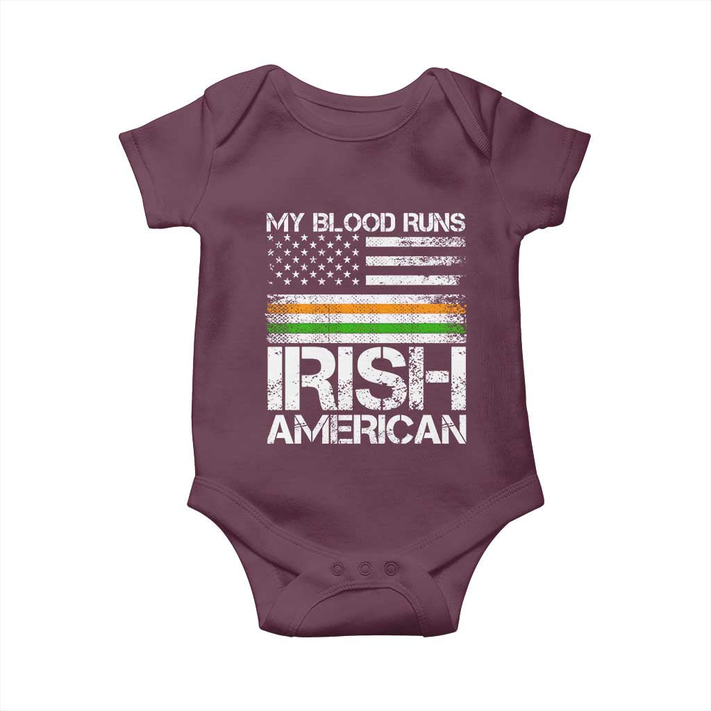 Irish American Pride Baby Onesie My Blood Runs Ireland America Flag