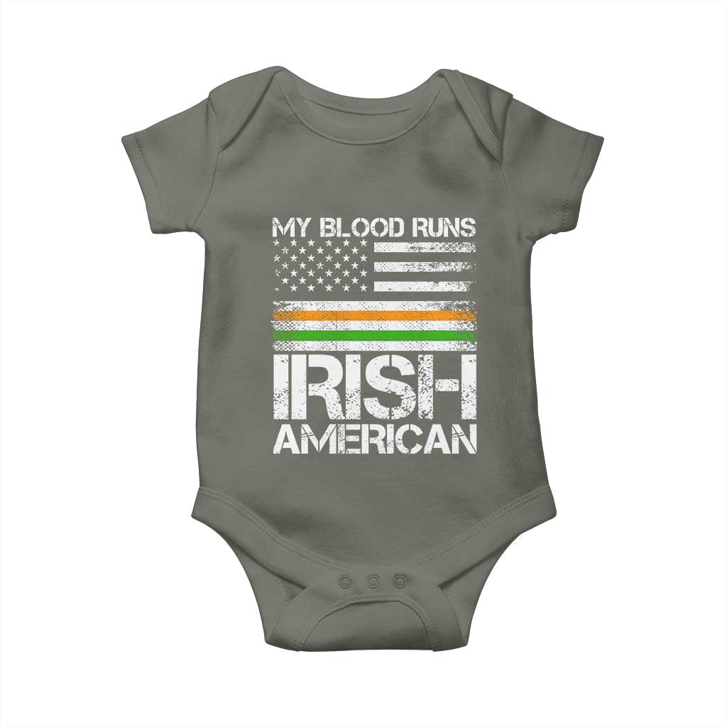 Irish American Pride Baby Onesie My Blood Runs Ireland America Flag