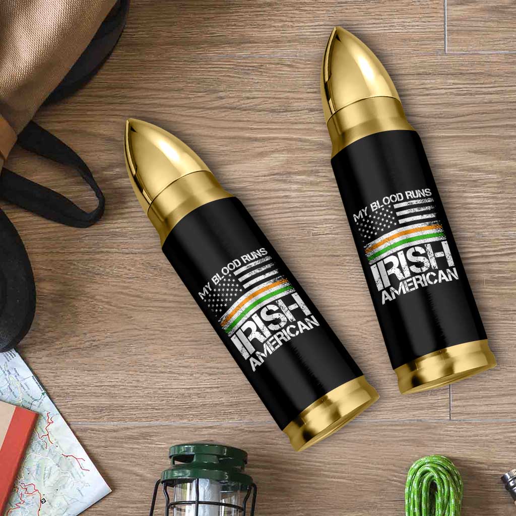Irish American Pride Bullet Tumbler My Blood Runs Ireland America Flag