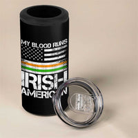 Irish American Pride 4 in 1 Can Cooler Tumbler My Blood Runs Ireland America Flag