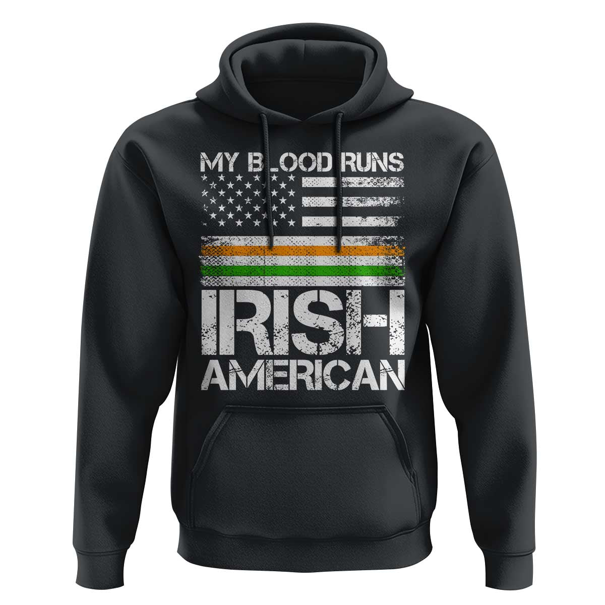 Irish American Pride Hoodie My Blood Runs Ireland America Flag