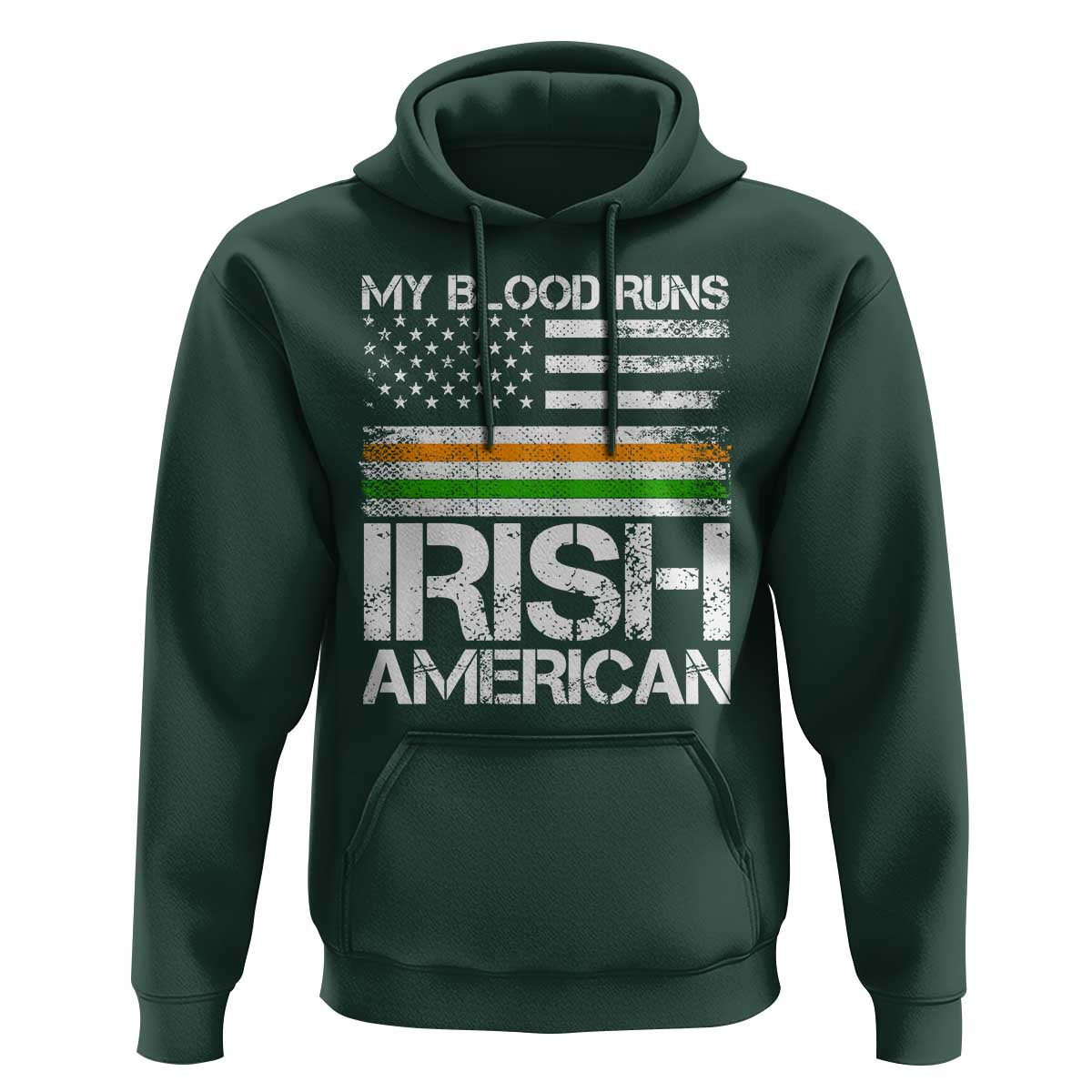 Irish American Pride Hoodie My Blood Runs Ireland America Flag