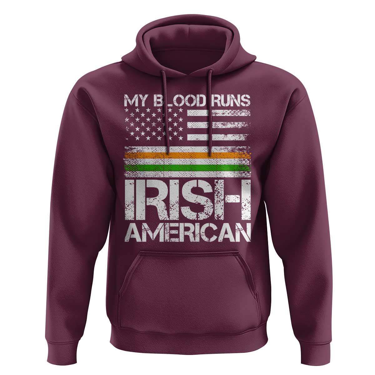 Irish American Pride Hoodie My Blood Runs Ireland America Flag