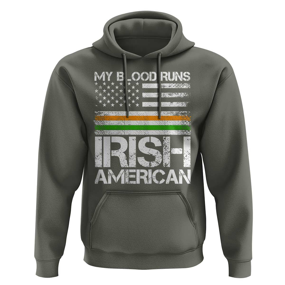 Irish American Pride Hoodie My Blood Runs Ireland America Flag
