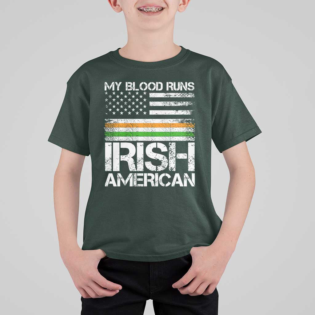 Irish American Pride T Shirt For Kid My Blood Runs Ireland America Flag