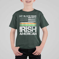 Irish American Pride T Shirt For Kid My Blood Runs Ireland America Flag