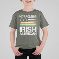 Irish American Pride T Shirt For Kid My Blood Runs Ireland America Flag