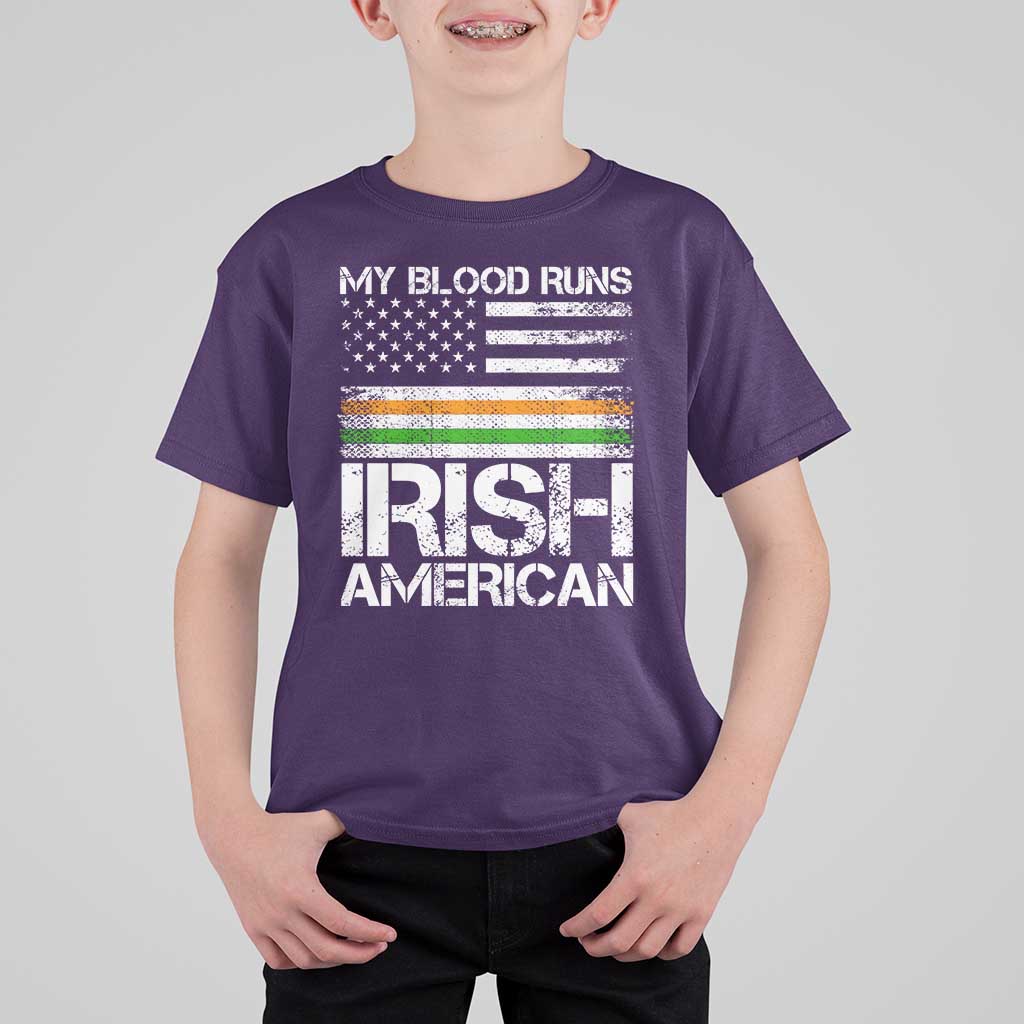 Irish American Pride T Shirt For Kid My Blood Runs Ireland America Flag