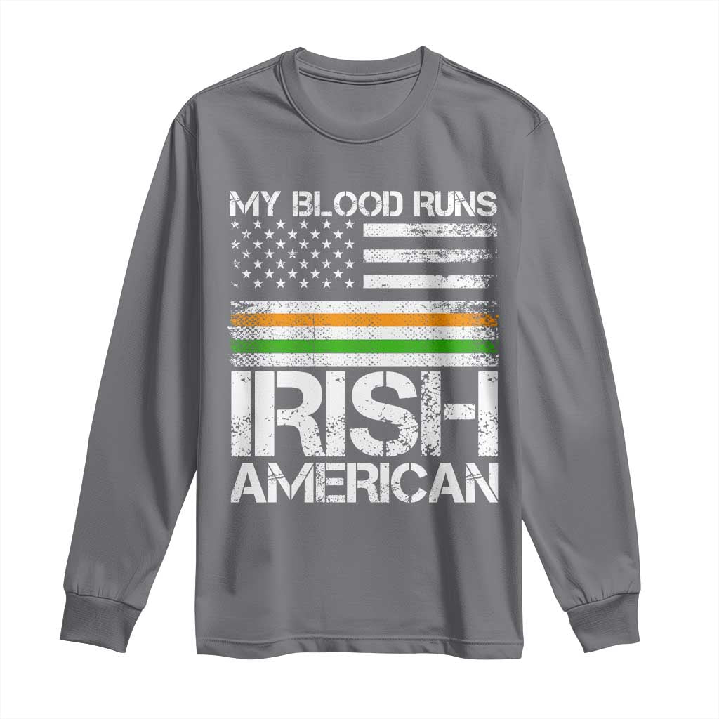 Irish American Pride Long Sleeve Shirt My Blood Runs Ireland America Flag