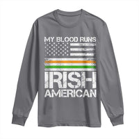 Irish American Pride Long Sleeve Shirt My Blood Runs Ireland America Flag