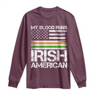 Irish American Pride Long Sleeve Shirt My Blood Runs Ireland America Flag