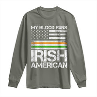 Irish American Pride Long Sleeve Shirt My Blood Runs Ireland America Flag