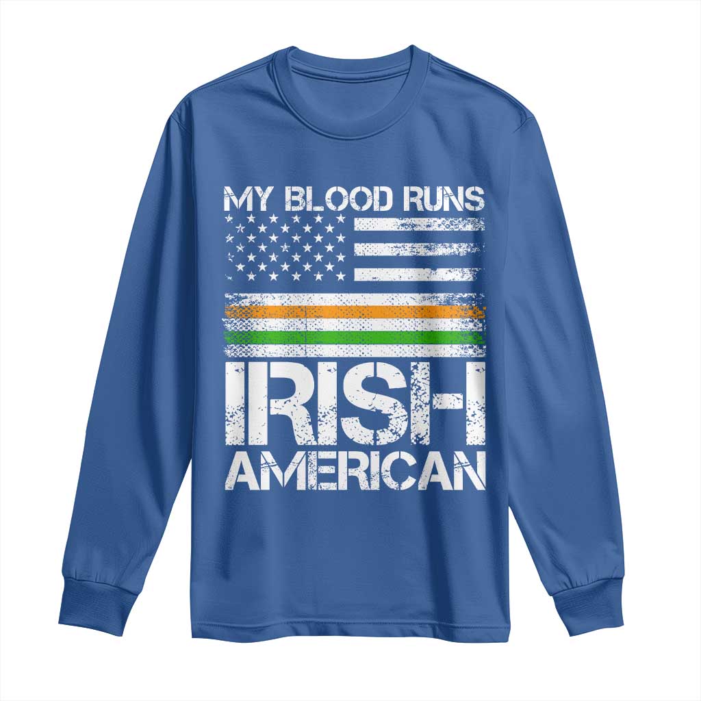 Irish American Pride Long Sleeve Shirt My Blood Runs Ireland America Flag