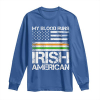 Irish American Pride Long Sleeve Shirt My Blood Runs Ireland America Flag