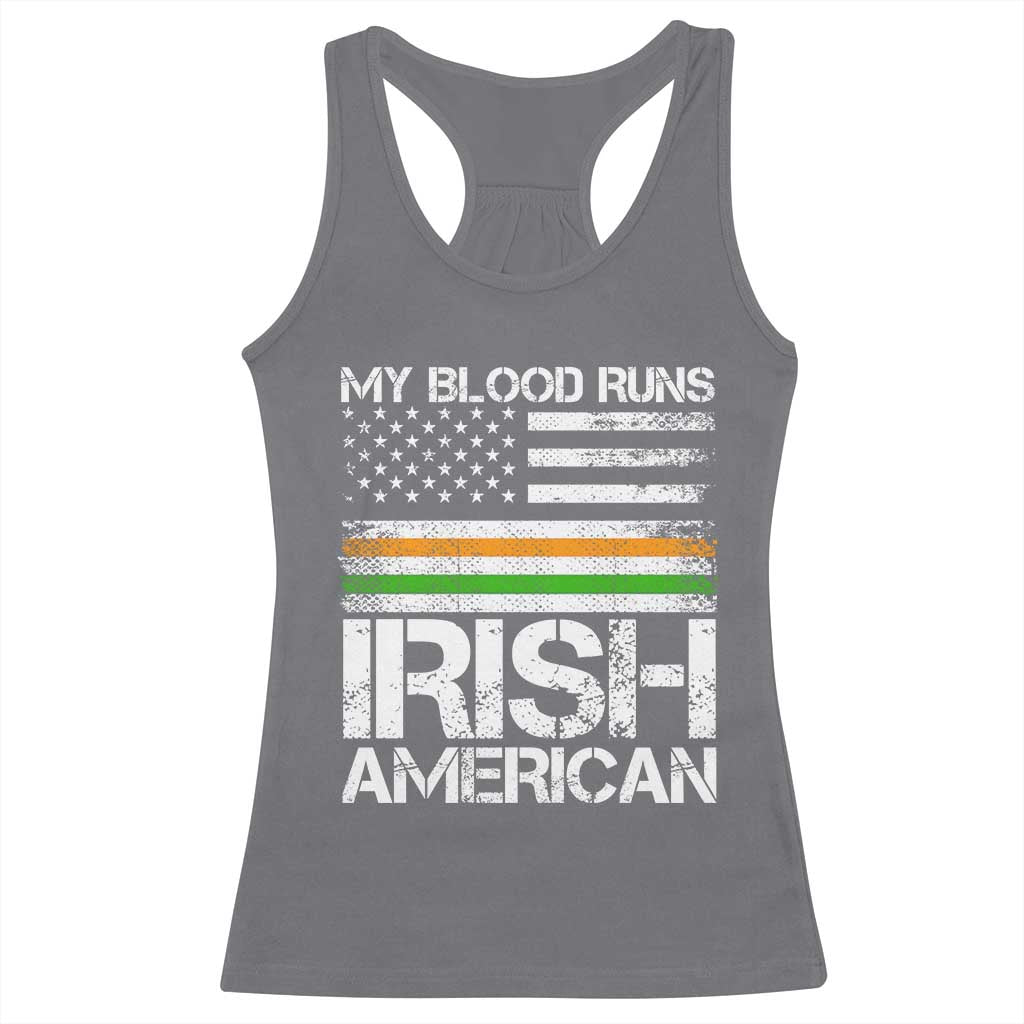 Irish American Pride Racerback Tank Top My Blood Runs Ireland America Flag