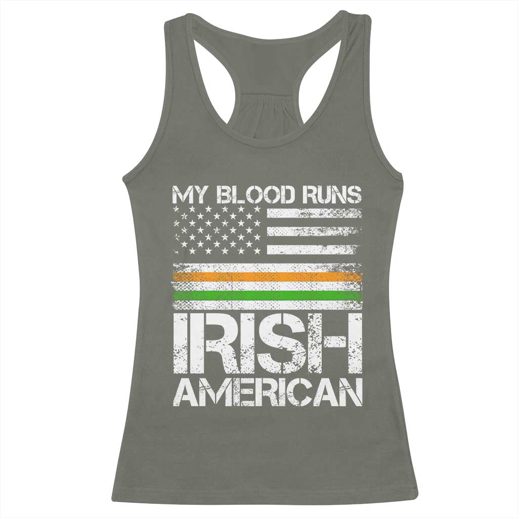 Irish American Pride Racerback Tank Top My Blood Runs Ireland America Flag