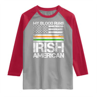Irish American Pride Raglan Shirt My Blood Runs Ireland America Flag