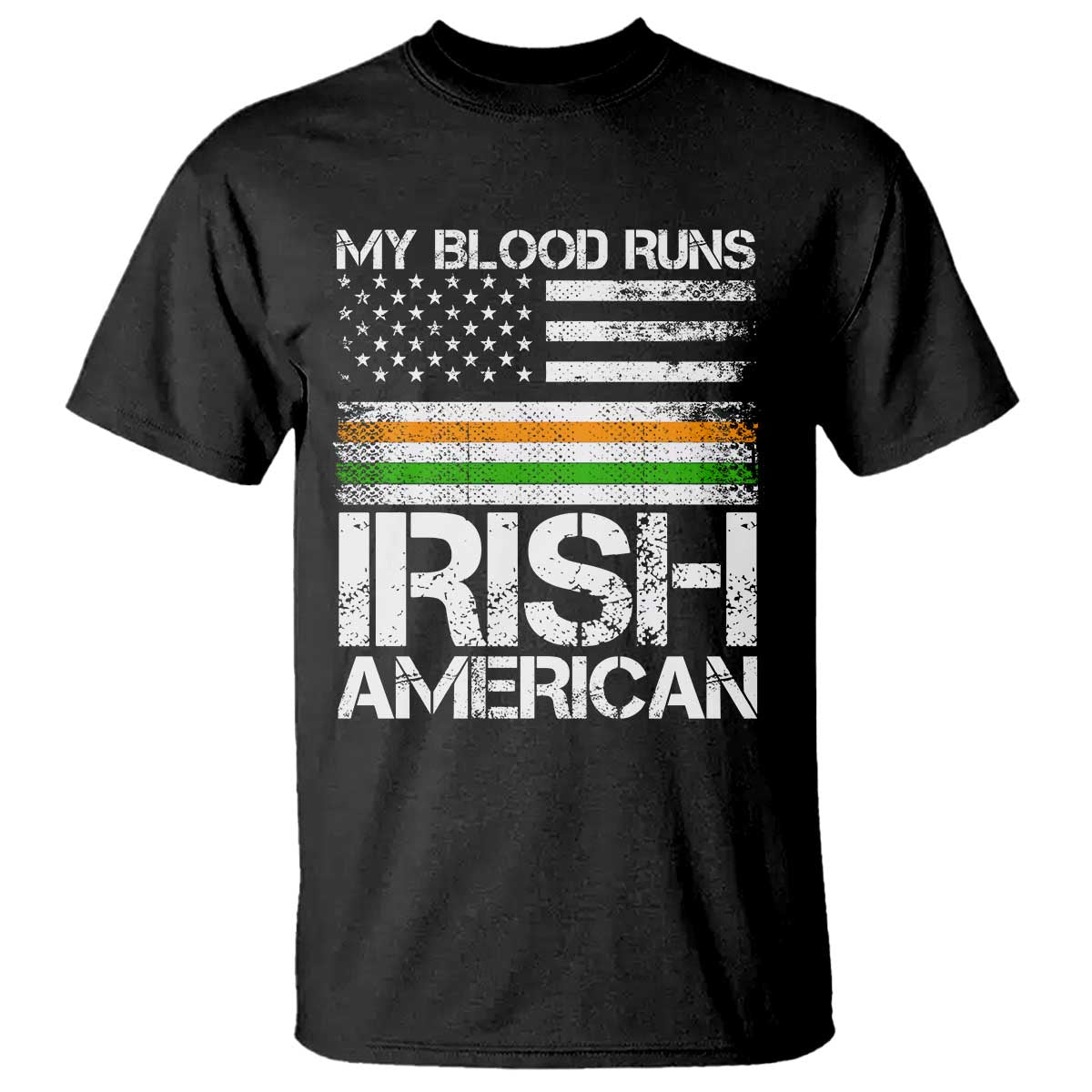 Irish American Pride T Shirt My Blood Runs Ireland America Flag
