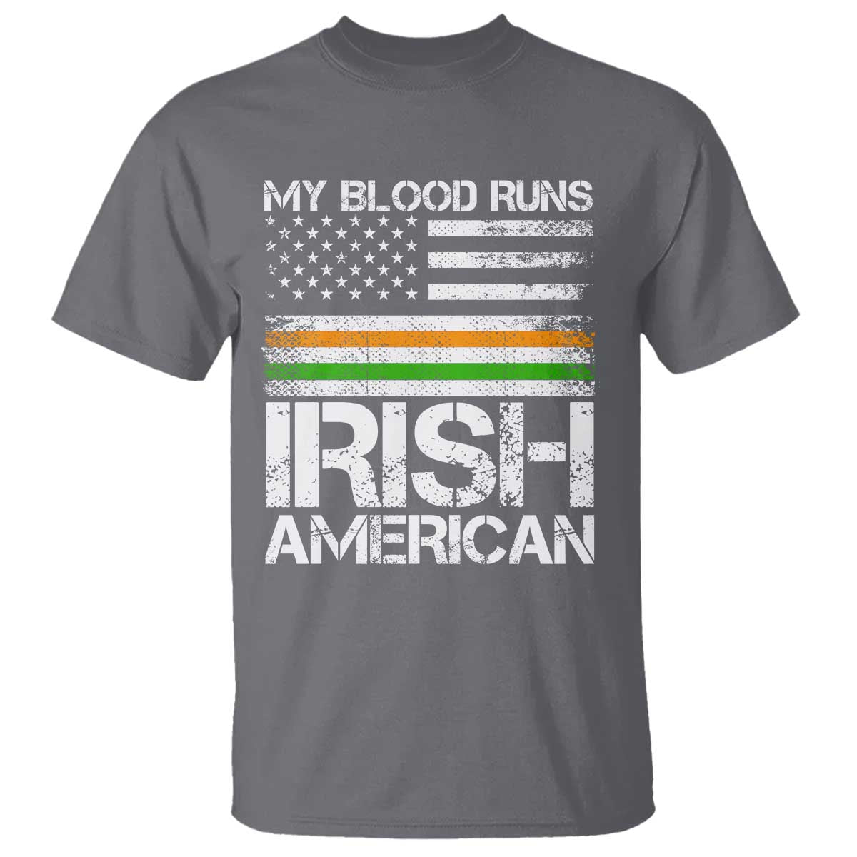 Irish American Pride T Shirt My Blood Runs Ireland America Flag