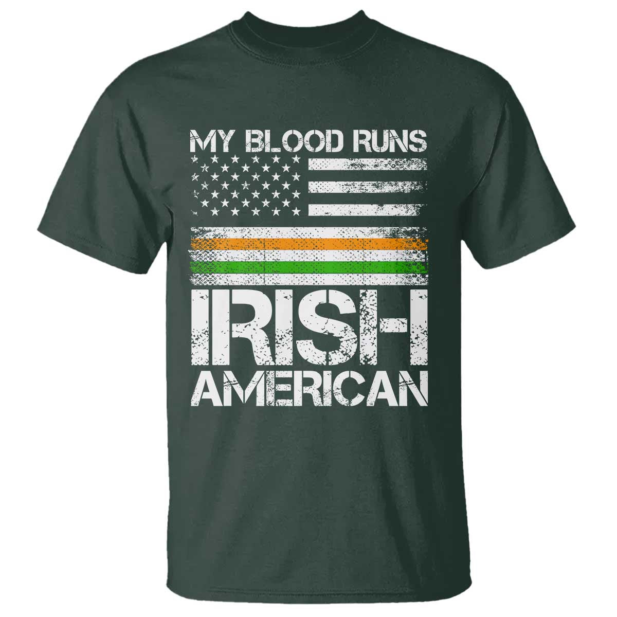 Irish American Pride T Shirt My Blood Runs Ireland America Flag